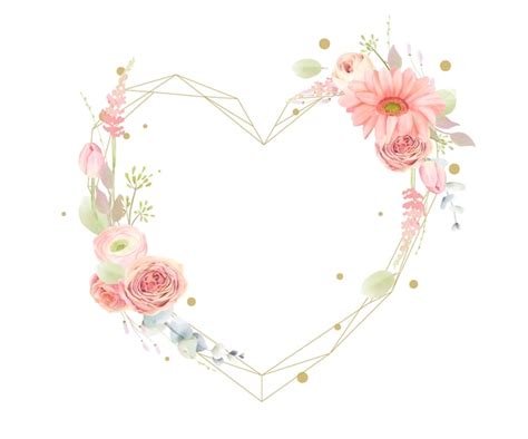 Premium Vector Floral Watercolor Frame With Heart Shape