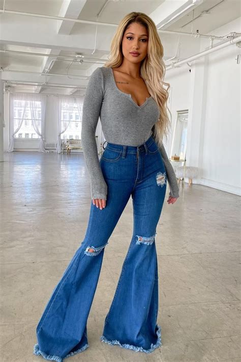 Tana Distressed Flared Jeans Flare Jeans Flare Jeans Style Fashion