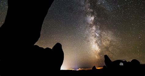 Stars Cloudless Night Arch Stone Starry Rock Lights Geology