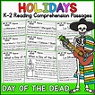 Day of the Dead Dia de los Muertos Holidays Reading Comprehension ...