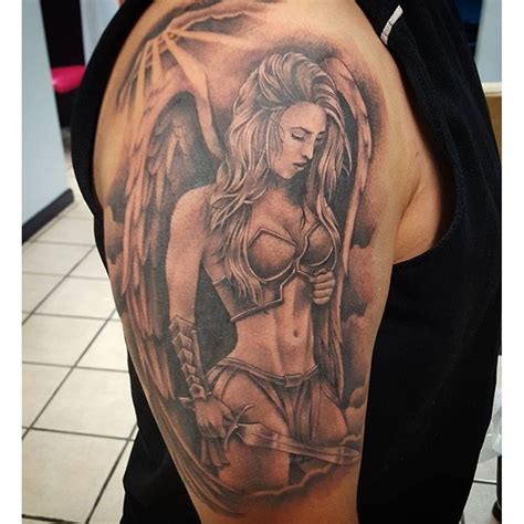 Woman Warrior Angel Tattoo Google Zoeken More Tattoo Guardian Angel Angel Warrior Tattoo