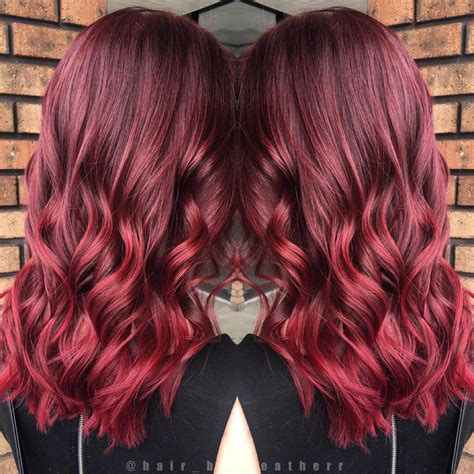 Beautiful Plumred To Vibrant Red Balayage Ombre Hair Hair Styles