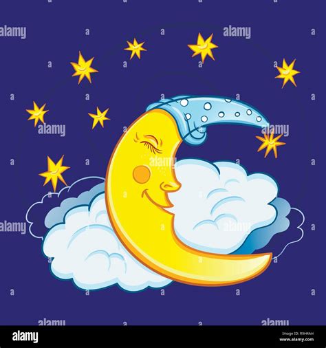 Sleeping Cartoon Crescent Moon