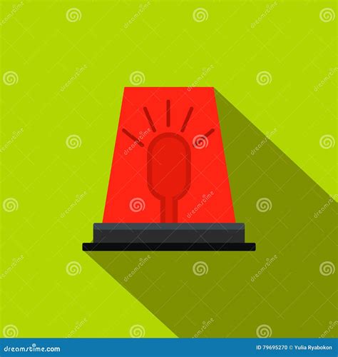Siren Red Flashing Emergency Light Flat Icon Stock Vector