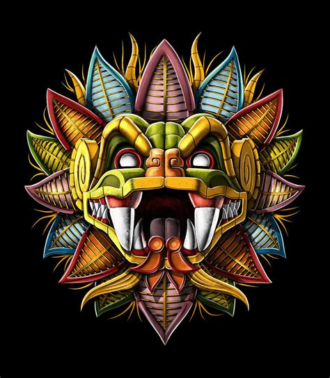 Quetzalcoatl Aztec Feathered Serpent God Digital Art By Nikolay Todorov