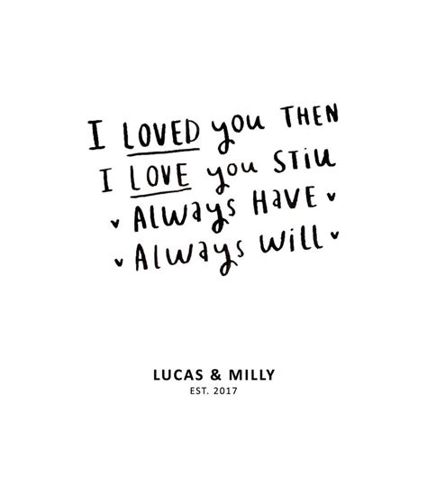 Personalised I Loved You Then I Love You Still Print By Ellie Ellie