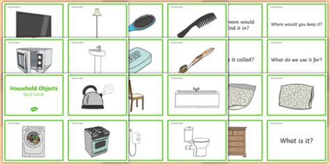Household Objects Quiz Cards Teacher Made