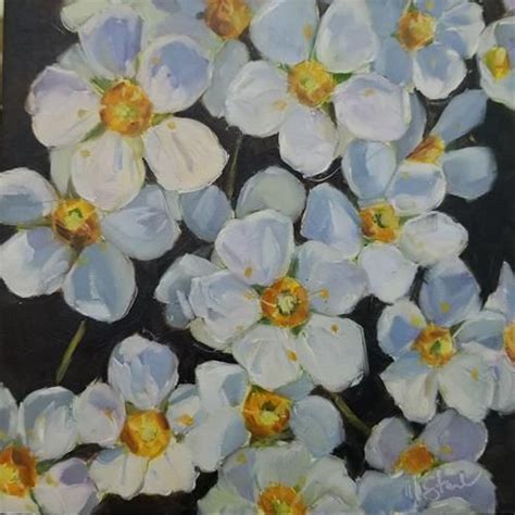Daily Paintworks Spirea Blossoms Original Fine Art For Sale