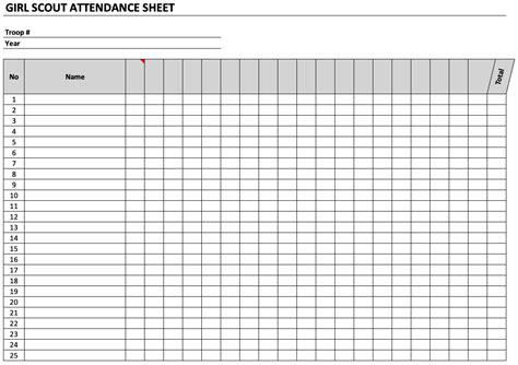 Girl Scout Attendance Sheet The Spreadsheet Page