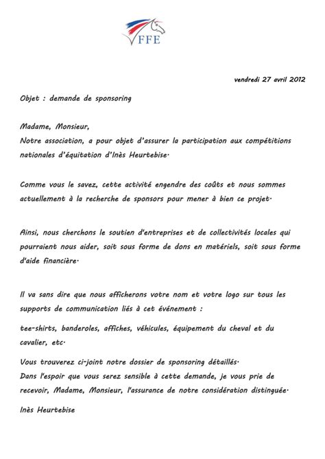 Lettre De Demande De Sponsoring