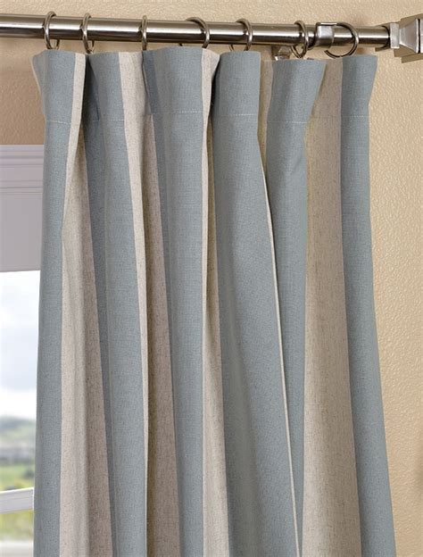 Veranda Seafoam Stripe Linen Blend Curtain Curtains Striped Linen
