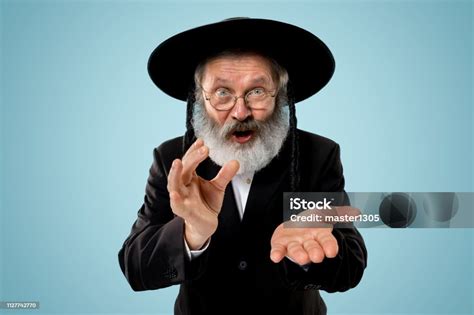 Portrait Of Old Senior Orthodox Hasdim Jewish Man Stock Photo