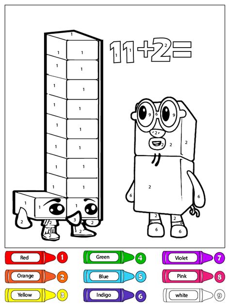 Eighteen And Fifteen Numberblocks Color By Number Coloring Page Free