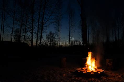 Campfire In The Autumn Evening Stock Image Image Of Background