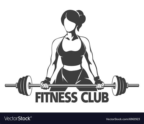 Woman With Barbell Fitness Emblem Royalty Free Vector Image