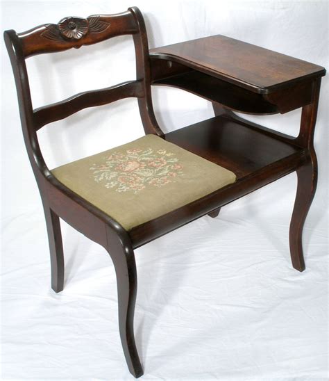 Vintage Frankson Mahogany Wood Telephone Phone Table Gossip Chair Desk