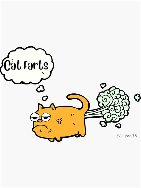 Funny Cat Farts Farting Cat Sticker For Sale By Willyboy16 Redbubble