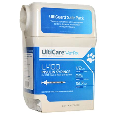 Ulticare Ultiguard Safe Pack Insulin Syringes 29 Gauge 05 05cc 100