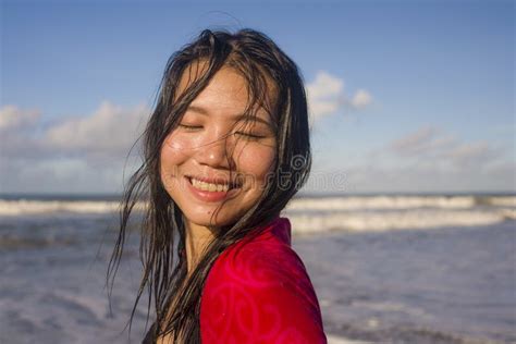 Outdoors Lifestyle Portrait Of Young Beautiful And Happy Asian Korean