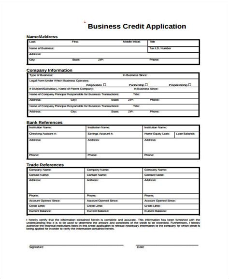 Free 10 Business Credit Application Forms In Pdf Ms Word