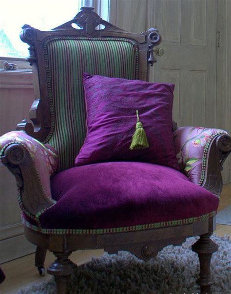 The colour can't go unnoticed and it oozes plenty of majestic charm. Upcycled, Upholstered, Antique Arm Chair, Bohemian Style ...