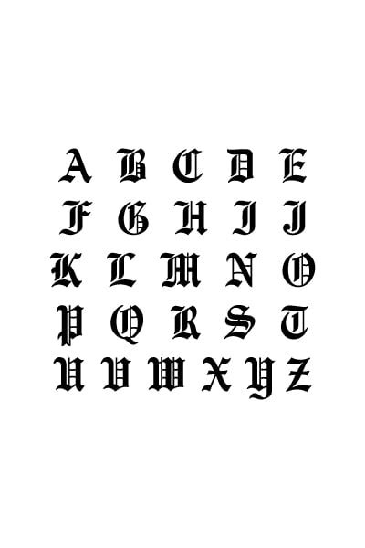 Free Printable Old English Calligraphy Alphabet Capital Letters