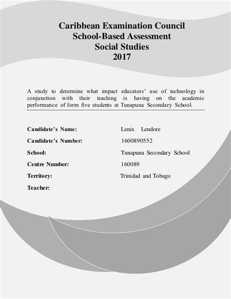 Social Studies Sba Sample