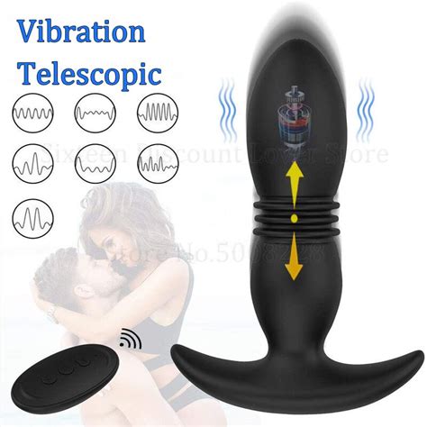 Wireless Remote Control Vibrating Telescopic Male Prostate Massager 7speed Anal Butt Plug