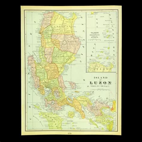 Vintage Luzon Island Map Philippines Islands Original Antique Ca 1901 Manila 22 95 Picclick