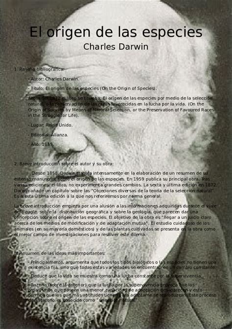 Doc Recesion Sobre El Origen De Las Especies Charles Darwin Elvira