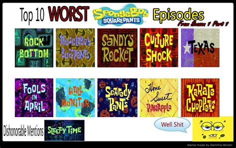 Top 10 Worst Spongebob Episodes From S1 Part 1 By