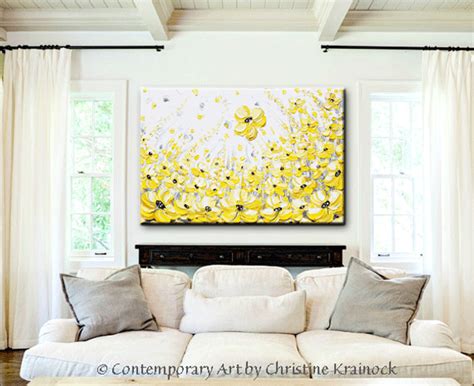 Giclee Print Art Yellow Grey Abstract Painting Modern