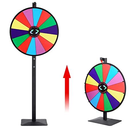 24 Inch Dual Use Spinning Prize Wheel 14 Slots Color Tabletop And Floor