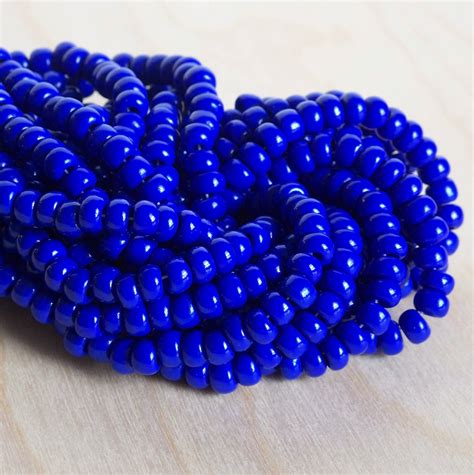 10 Opaque Blue Czech Glass Seed Beads Large Seed Beads