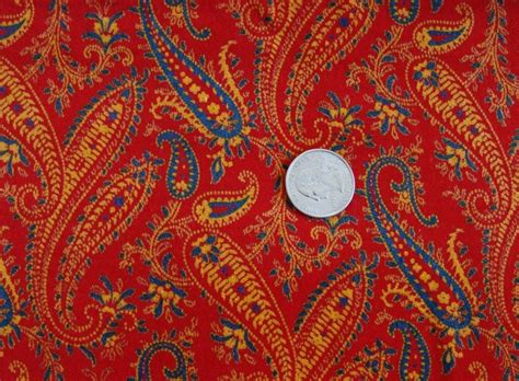 Vintage Red Cotton Velvet Paisley Fabric By Sewingvineyard On Etsy
