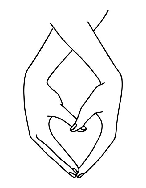 Hands Make Heart Drawn In Line Art Style Declaration Of Love