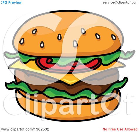 Clipart Of A Cartoon Cheeseburger Royalty Free Vector