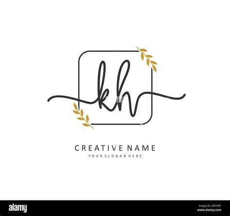 k h kh letra inicial escritura a mano y logotipo de firma un concepto de escritura a mano