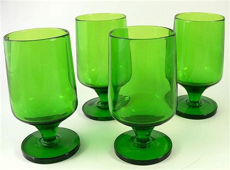 vintage green glass stemware vintage tableware vintage glassware vintage green glass retro