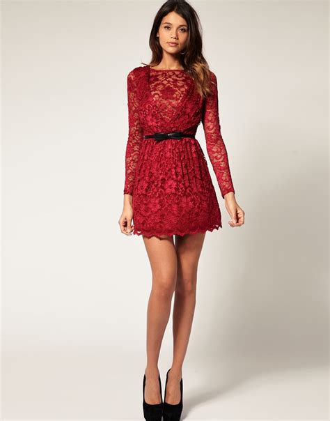 Red Lace Asos Dress Asos Lace Dress Red Lace Dress Lace Dress