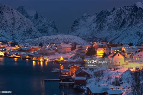 Winter In Olenilsoya In Reine Lofoten Islands Norway Stock