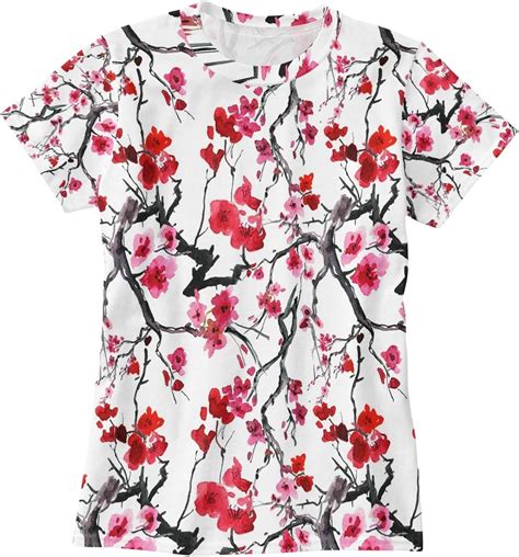 Ahomy Camisetas Para Mujer Estilo Japonés Flor De Cerezo Cuello