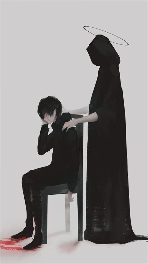 Sad Depressing Anime Boy Crying Grim Reaper Wallpaper Download Mobcup