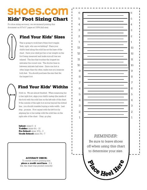 Kids Shoe Size Measure Chart Shoe Size Chart Kids Baby Printable