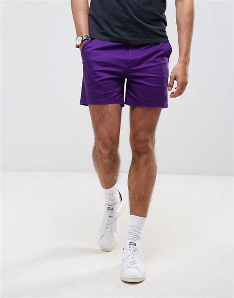 Asos Slim Shorter Shorts In Purple Purple Asos Menswear Latest