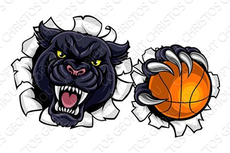 Black Panther Basketball Mascot Creative Daddy
