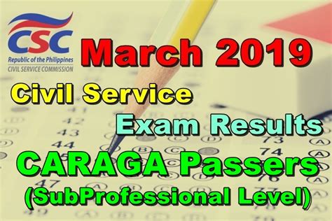 Civil Service Exam Results Cse Ppt March Caraga Passers Subprofessional Level
