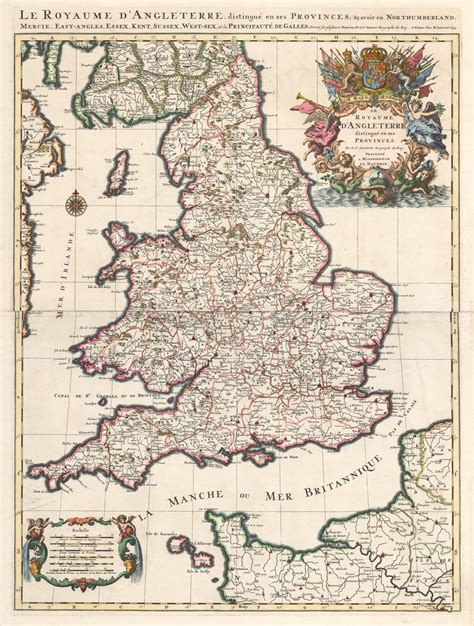 17th Century Map Of England By Jaillot New