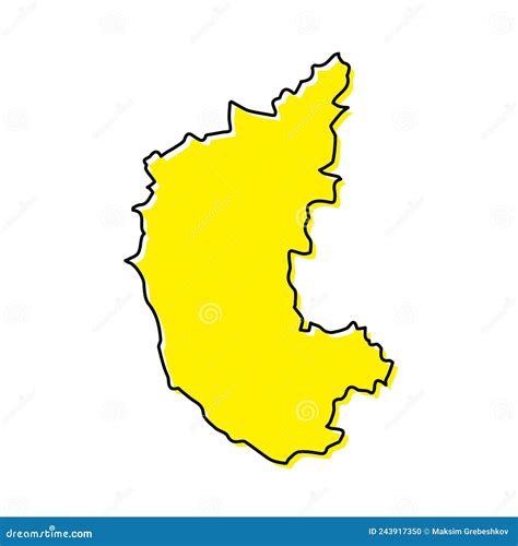 Simple Outline Map Of Karnataka Is A State Of India Stock Vector