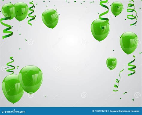 Celebration Party Banner With Green Balloons Isolated On White